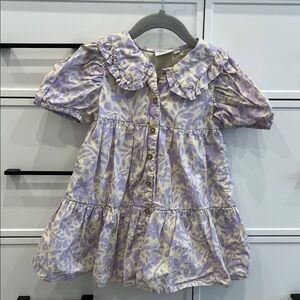 Vintage Floral Purple and Cream Kids Dress